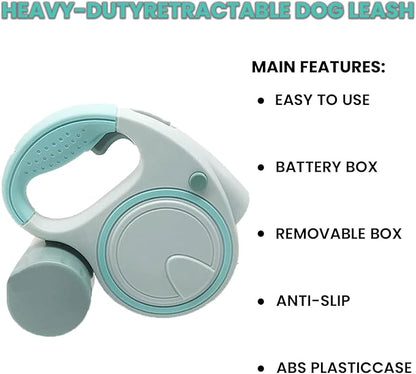 Retractable Dog Fancy Leash with Flashlight and Dispenser, 16 ft Dog Retractable Leash is Perfect for Safe and Comfortable Walking with Your Pet - Suitable for Dogs - Green