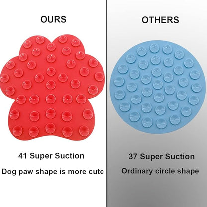 Dog Lick Pad, Dog Washing Distraction Device, Slow Eating Cute Pet Mat with Super Suction for Dogs Licking Peanut Butter, Pet Bathing, Grooming Training (red)
