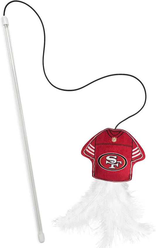 NFL SAN Francisco 49ERS Team Jersey Wand with CAT NIP, Cat Toy Jersey Shaped Plush Teaser Toy for Cats & Kittens - Interactive Pet Toy for Play & Exercise