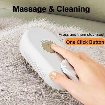 Cloud Care 3-in-1 Self-Cleaning Cat Brush - 360 Rotating Arm, Detachable Silicone Bristle Head (Brown)