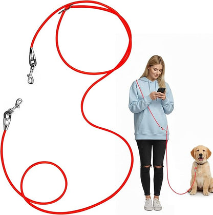 8.2ft Hands Free Dog Leash,Versatile Waist & Crossbody Lead for Medium Dogs,Waterproof & Adjustable for Running Jogging Walking, 360° Swivel Metal Buckle (Red)