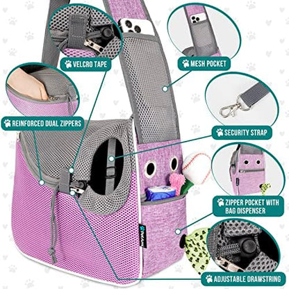 PetAmi Dog Sling Carrier Small Dogs, Hands Free Crossbody Carrier, Purple - Image 3