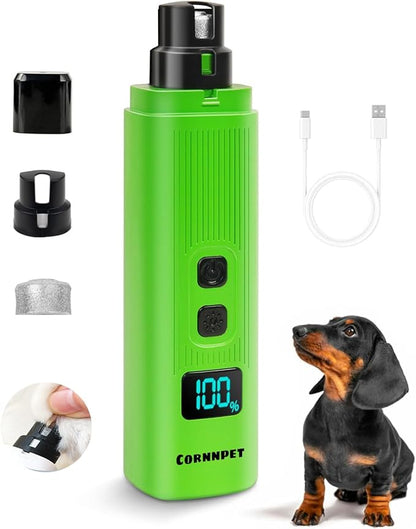 Electric Dog Nail Grinder with 2 Level LED Lights, 2 Speed Super Quiet and Low Vibration Electric Cat Nail Grinder - Rechargeable Pet Nail Grinder for Small Dogs Cats - Green