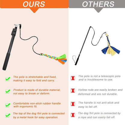 ASOCEA Flirt Pole for Dogs,Interactive Dog Toy with Squeaky Plush Rope Lure Toy,Dog Teaser Wand for Large Medium Small Dog Puppy Outdoor Exercise & Training