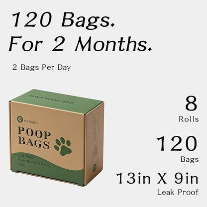 Dog Poop Bags Rolls with Dispenser - Scented & Leak-Proof Dog Waste Bags in Green/Black, 13x9 Inch Extra Large Poop Bags for Dogs, 120/360/630 Counts