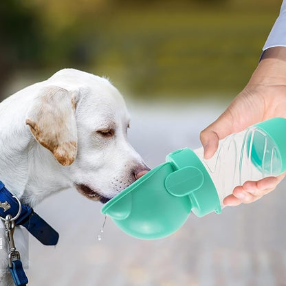 Dog Water Bottle Portable,Leak Proof Puppy Water Bottle Dispenser with Food Container,Lightweight Travel Water Bowl for Dogs Outdoor Walking Travel Hiking(19 OZ,Green)