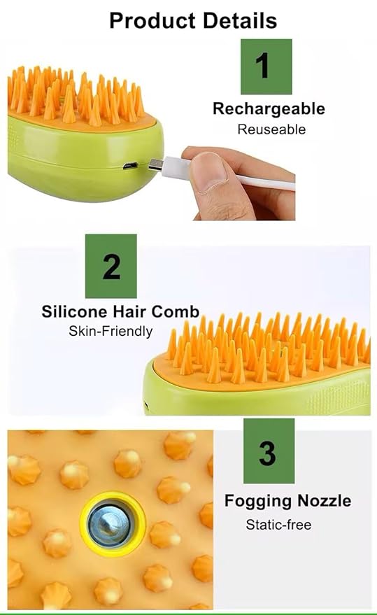 2024 Multifunctional Pet Grooming Brush - 3-in-1 Detangling and Massage Comb for Removing Loose Hair from Cats and Dogs (Banana) (Banana)