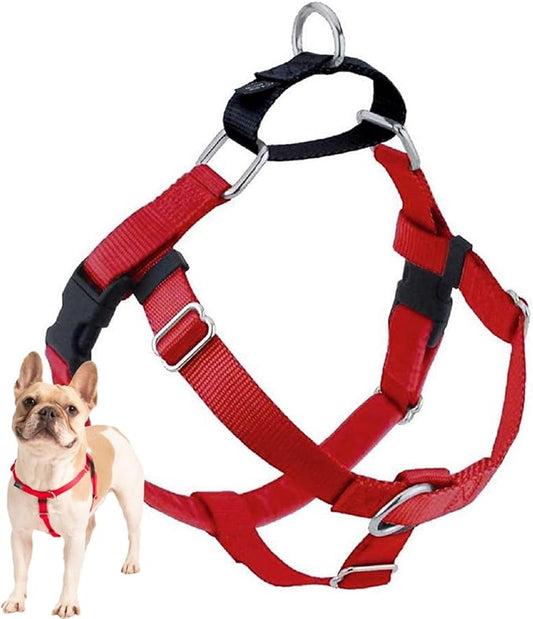 2 Hounds Design Freedom No Pull Dog Harness, Adjustable Harness, Easy Walking & Comfortable Control, Fits Small, Medium & Large Dogs, Solid Colors, Made in USA, 5/8" MD, Red