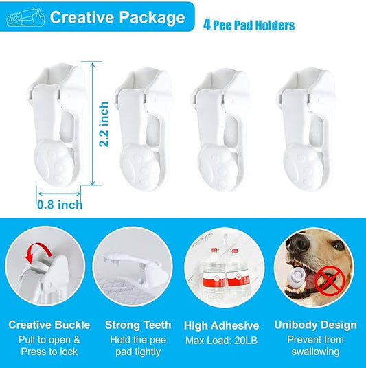Dog Pee Pad Holder with Walls (4 Pack) for Small & Large Size Wee Wee Pad, Indoor Potty Training Pad Holder for Leg-Lifting Puppies (White)