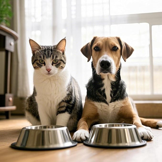 NAJOR Stainless Steel Dog Bowls,4Cup / 32oz Large Dog Food Bowls,Anti-Skid Pet Feeder Bowl and Water Bowl,Perfect Choise for for Dogs and Cats and More,Set of 2