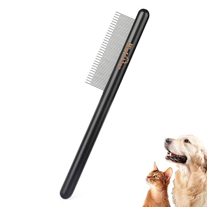 Professional Dog Comb with Wood Handle Long&Short Metal Flea Comb Pet Grooming Tool for Dogs and Cats Remove Loose Hair Tangles Dirt Fleas