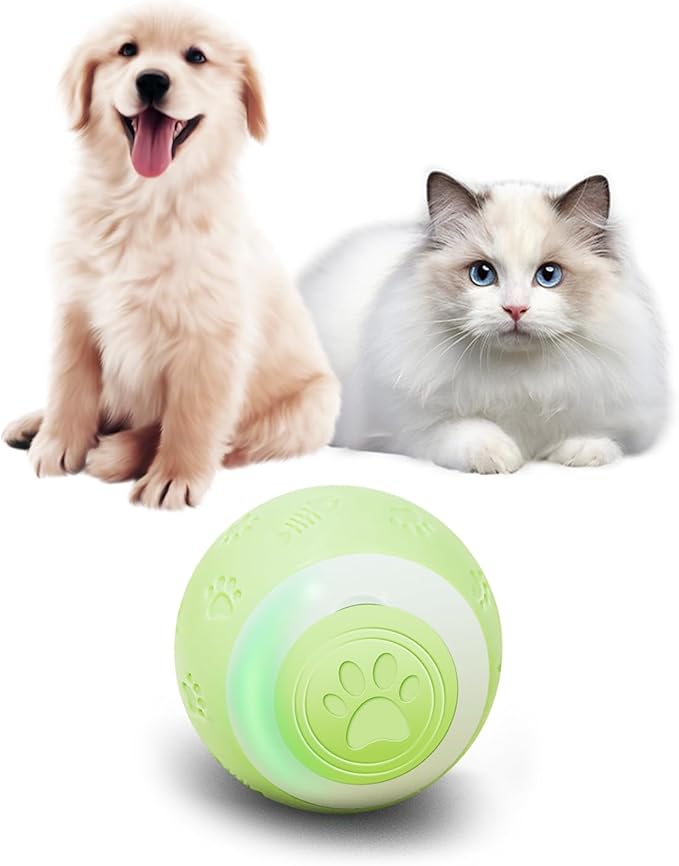 SEALON Electric Interactive Cat Toy Ball,Indoor Cat Play Ball, Suitable for Cats Over 6 Months for Exercise, Weight Loss, and Fun（Green）