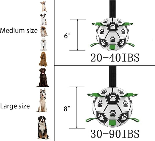 Dog Soccer Ball, Interactive Toys for Tug of War, Puppy Birthday Gifts, Tug Toy, Water Toy, World Cup Durable Balls for Small & Medium Size (6 inch)