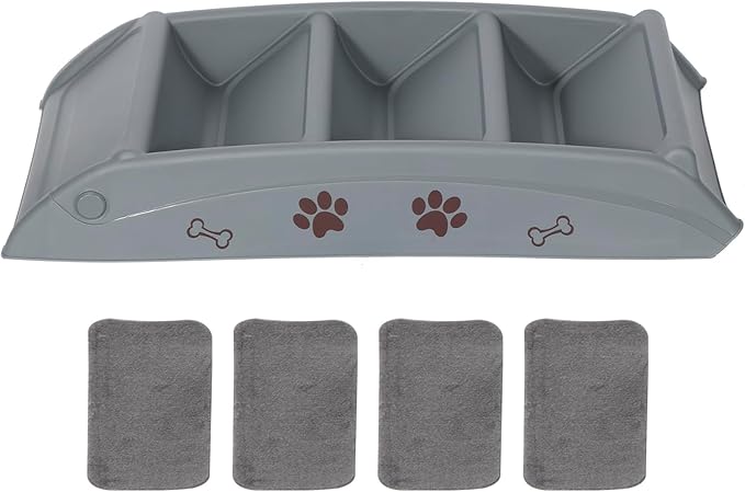 Foldable Pet Stairs with Non-Slip Surface, Portable Dog Steps Ramp for High Beds, Couches, Cars and SUVs, Support Up to 150lbs, Waterproof, Grey
