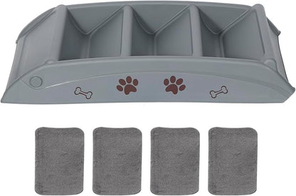 Foldable Pet Stairs with Non-Slip Surface, Portable Dog Steps Ramp for High Beds, Couches, Cars and SUVs, Support Up to 150lbs, Waterproof, Grey