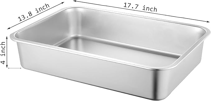 2 Pack Stainless Steel Cat Litter Box, 17.7"×13.8"×4" Metal Litter Pan, Small Litter Box for Little Cats Kittens, Easy Cleaning
