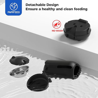 PAPIFEED Automatic Cat Feeder, Button Timer Auto Food Dispenser with Dual Power Backup, Slow Feeding Mode, 3L Moisture-Proof Feeder for Cats & Small Dogs (Black)