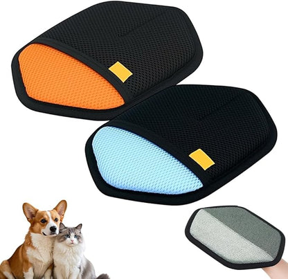 2 Pack Pet Hair Removal Glove for Cats & Dogs, 2026 Upgrade Pet Hair Remover Electrostatic Gloves Pet Hair Remover Glove for Couch, Furniture, Carpet, Curtain (Blue+Orange)