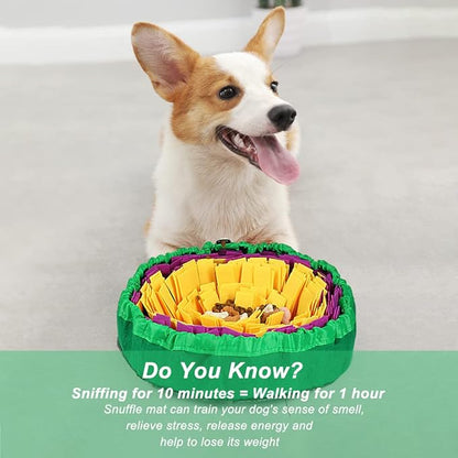 Vivifying Snuffle Mat for Dogs, Enrichment Dog Puzzle Toys for Slow Eating and Keep Busy, Adjustable Sniff Mat Encourages Natural Foraging Skills and Mental Stimulation(Yellow Purple)
