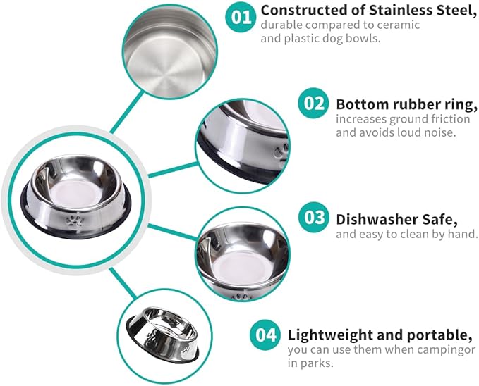 FAMILY'S BACKYARD Dog Bowls,Stainless Steel Dog and Cat Bowls, with a Diameter of 24CM at The Mouth and 30CM at The Bottom for Rust and Corrosion Prevention.