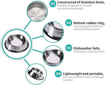 FAMILY'S BACKYARD Dog Bowls,Stainless Steel Dog and Cat Bowls, with a Diameter of 20CM at The Mouth and 26CM at The Bottom for Rust and Corrosion Prevention.