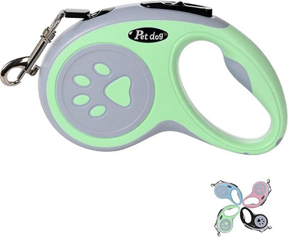 Retractable Dog Leash, VELIGOOD 5M/16FT Extendable Dog Lead with Strong Nylon Tape Tangle-Free One-Handed Brake, Pause, Lock for Small Medium Dogs (Green)