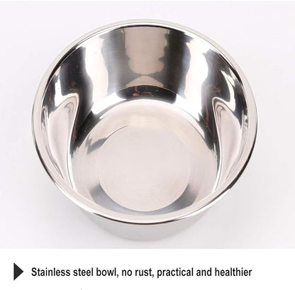 Tineer Double Pet Dog Slow Feeder Bowl,Stainless Steel Anti-Choke Puppy Food and Water Feeder for Dogs Cats (Blue)