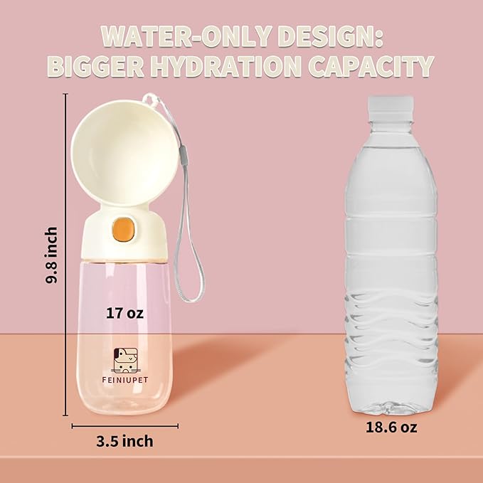 Portable Dog Water Bottle, Large-Capacity Travel Water Dispenser for Cats and Small Dogs - White