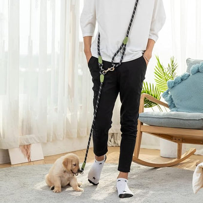 pawstrip Hands Free Dog Leash Crossbody Dog Running Leash Handsfree Pet Rope for Hiking Training Heavy Duty Reflective Pet Walking Belt (Black)