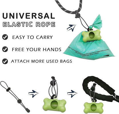 Dog Poop Pickup Bags Holder Dispenser with 1 Roll Random Color Leak-proof Scented Doggy Waste Bags and Carabiner with Safety Lock Plus Hook and Loop Fastener Never Loose on Leash Lead Again (Green)