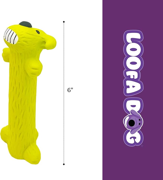 Multipet Original Loofa Latex Dog Toy - Squeaky Toy for All Dogs - Easy-to-Clean Squeaky Toys - Latex Dog Toys for Playing (1 Count, 6”, Random Color Surprise)