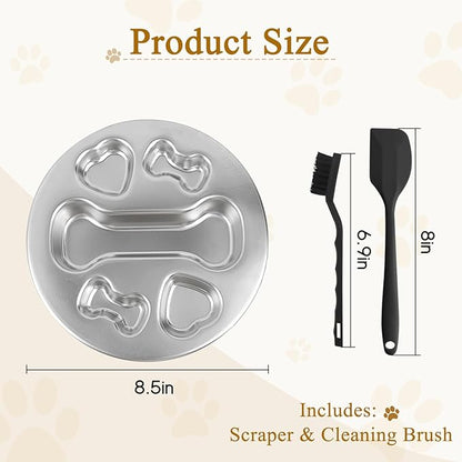 ZUFECY Slow Feeder Dog Bowls, Stainless Steel Slow Feed Bowl for Dogs and Cats, Dual Function Slow Food & Snack Bowls, Equipped with Brush and Scraper