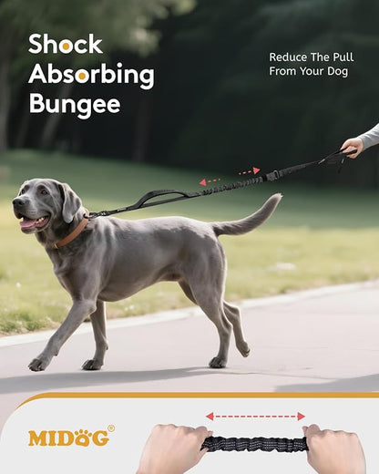 MIDOG Dog Leash with Zipper Pouch,Multifunctional Bungee Leash for Medium to Large Sized Dog Walking