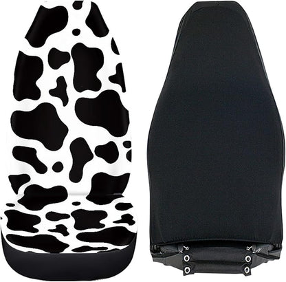 Cow Printed Car Seat Cover for Women Men, Front Bucket Covers Protector for SUV Truck Van Sedans, Black and White Breathable Car Accessories Automotive Vehicle Seat Covers