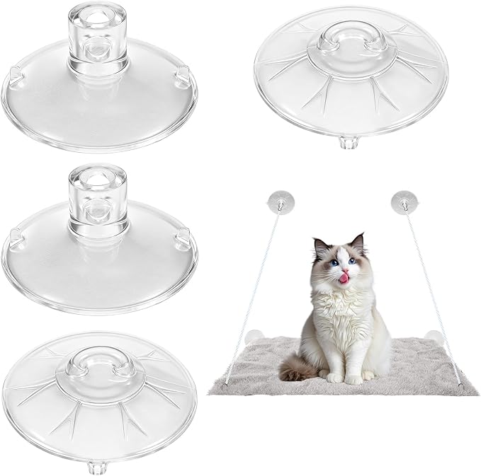4 PCS Cat Window Perch Suction Cup Strong Cat Window Bed Seat Replacement Suction Cup Perch Powerful Cats Windows Bed Replacement Suckers for Hammock Hanging Pet Supplies Indoors,2 Styles