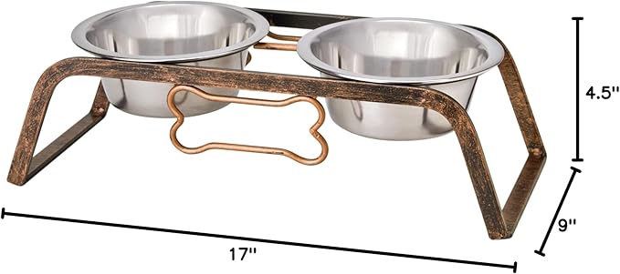 Loving Pets Elevated Dog Bowls – Raised Stainless Steel Dog Bowls with Steel Stand – Non-Skid, No Spill Feeder for Small, Medium & Large Dogs – Easy to Clean, Durable Raised Dog Feeding Station