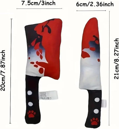 2-Pack Halloween Squeaky Dog Toy Set - Plush Knife and Cleaver Design, Interactive Sound Toys for Dogs, Perfect for Halloween Play and Chewing Fun