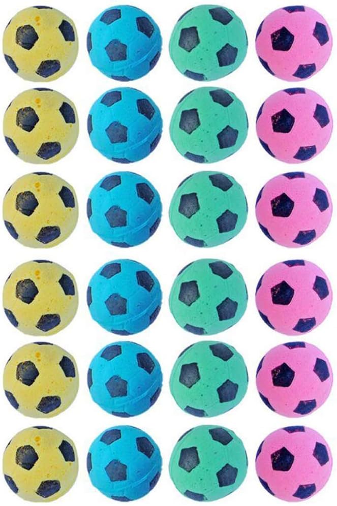 Foam Sponge Soccer Ball Cat Toy Interactive Cat Toys Independent Pet Kitten Cat Exrecise Toy Balls for Fat Cats Kittens, Soft, Bouncy and Noise Free, Pack of 24.