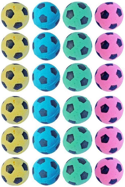 Foam Sponge Soccer Ball Cat Toy Interactive Cat Toys Independent Pet Kitten Cat Exrecise Toy Balls for Fat Cats Kittens, Soft, Bouncy and Noise Free, Pack of 24.