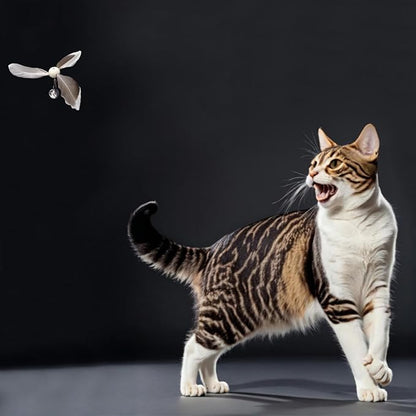 Cat Wand Toy Refill, Replacement Parts for Cat Feather Toy, 6-Piece Set with Bell Shaped Rotating Propeller