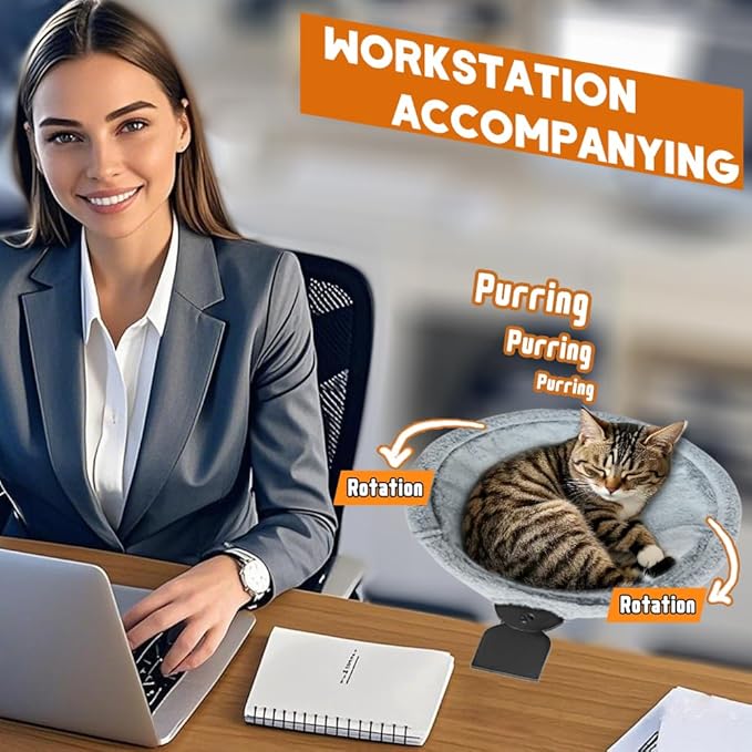 Cat Perch Nest Attach to Desk - Cozy 2 in 1 Office Mount Kitty Hammock with Net Cover for Summer Cool, Mounted by Enhanced Clamp Attachment, Support up to 60lbs, Ideal Co Worker Gift
