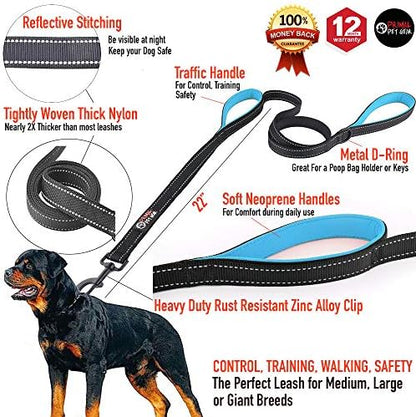 Primal Pet Gear Dog Leash 6ft Long,Traffic Padded Two Handle,Heavy Duty,Reflective Double Handles Lead for Control Safety Training,Leashes for Large Dogs or Medium Dogs,Dual Handles Leads(Black) - Image 2