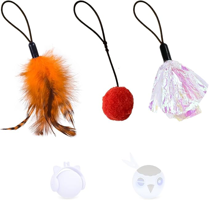 ORSDA 3 PCS Replacement Refills, Cat Toys Feather Tail, Crinkle Balls, Pom Pom Balls for Interactive Kitten Toys, only Suitable T93&T96 Cat Ball Toy