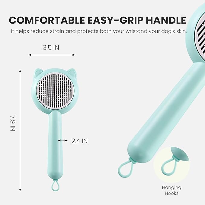 Pet Grooming Brush for Cats & Dogs with One-Click Self Cleaning, Effective Deshedding Tool for Long & Short Haired Pets, Easy to Clean
