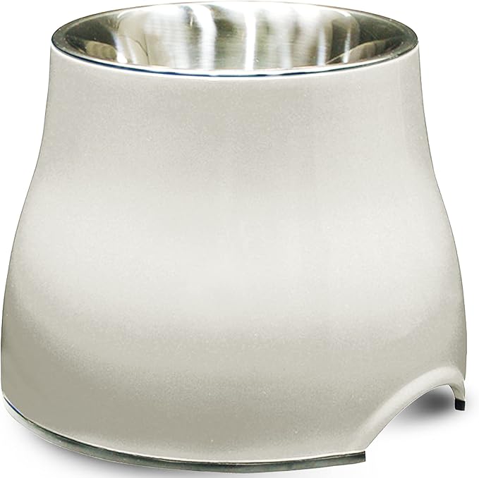 Dogit Elevated Dog Bowl, Stainless Steel Dog Food and Water Bowl for Large Dogs, White, 73753