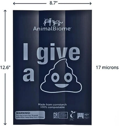 Animal Biome Dog Poop Bags Rolls, 120 Count (8 Rolls) – Unscented, Heavy Duty, Leakproof Pet Waste Bags, 9x13 Large, Plant-Based Extra Thick Blue Dog Waste Bags