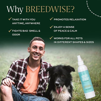 Breedwise Dog Perfume Spray - Sweet Pea & Vanilla Long Lasting Dog Cologne for Odor Neutralizing - Gentle Puppy Deodorizer & Grooming Mist for All Breeds - Made in USA (8 Oz)