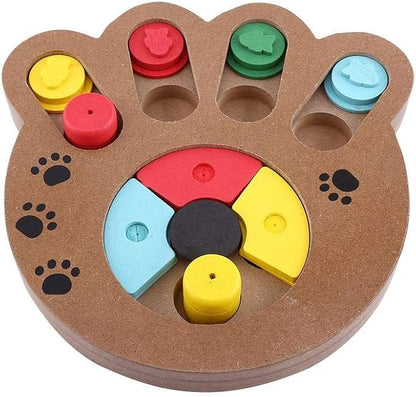 Dog Puzzle Toy, Wooden Dog Food Treat Toys Dog Puzzle Feeder Interactive Dog Training Toys for Dog Iq Training Slow Feeding and Mentally Stimulating(Paw Print Type)
