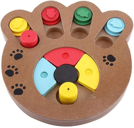 Dog Puzzle Toy, Wooden Dog Food Treat Toys Dog Puzzle Feeder Interactive Dog Training Toys for Dog Iq Training Slow Feeding and Mentally Stimulating(Paw Print Type)