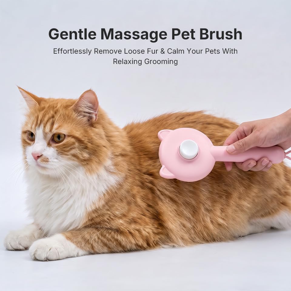 Cat Brush Dog Brush, Self Cleaning Slicker Brush, Suitable for Shedding & Haired Pets, Shedding Hair Removal Tool for Indoor Cats and Dogs, Easy to Clean - Image 4